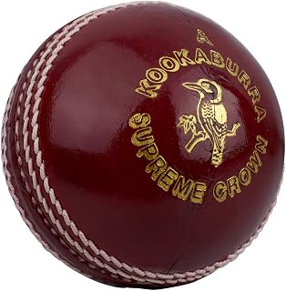 Kookaburra Supreme Crown Red Cricket Ball - Hand-Stitched 4-Piece Match Quality for Men, Women & Youth
