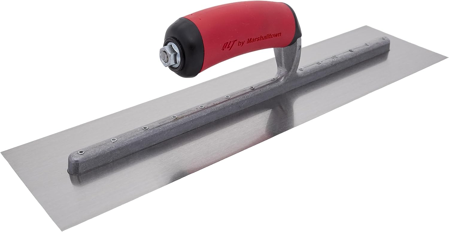 MARSHALLTOWN QLT Concrete Finishing Trowel, 14 x 4 Inch Carbon Steel Blade, Soft Grip Handle, FT373R