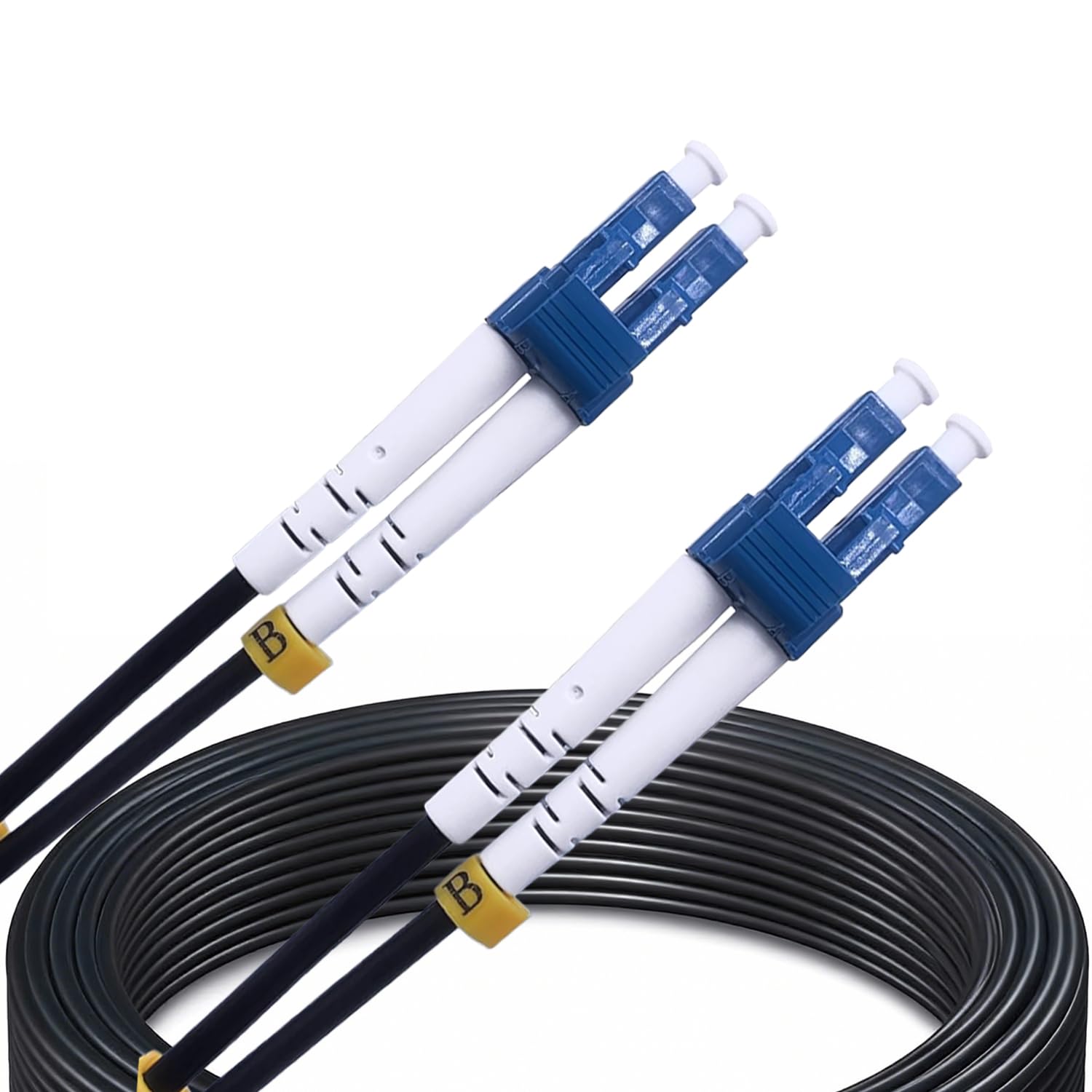 200m Câble Fibre Optique LC UPC vers LC UPC OS2 Duplex Monomode 9/125 µm LSZH Noir 5mm Faible Atténuation pour Routeur ONT et Centre de Données