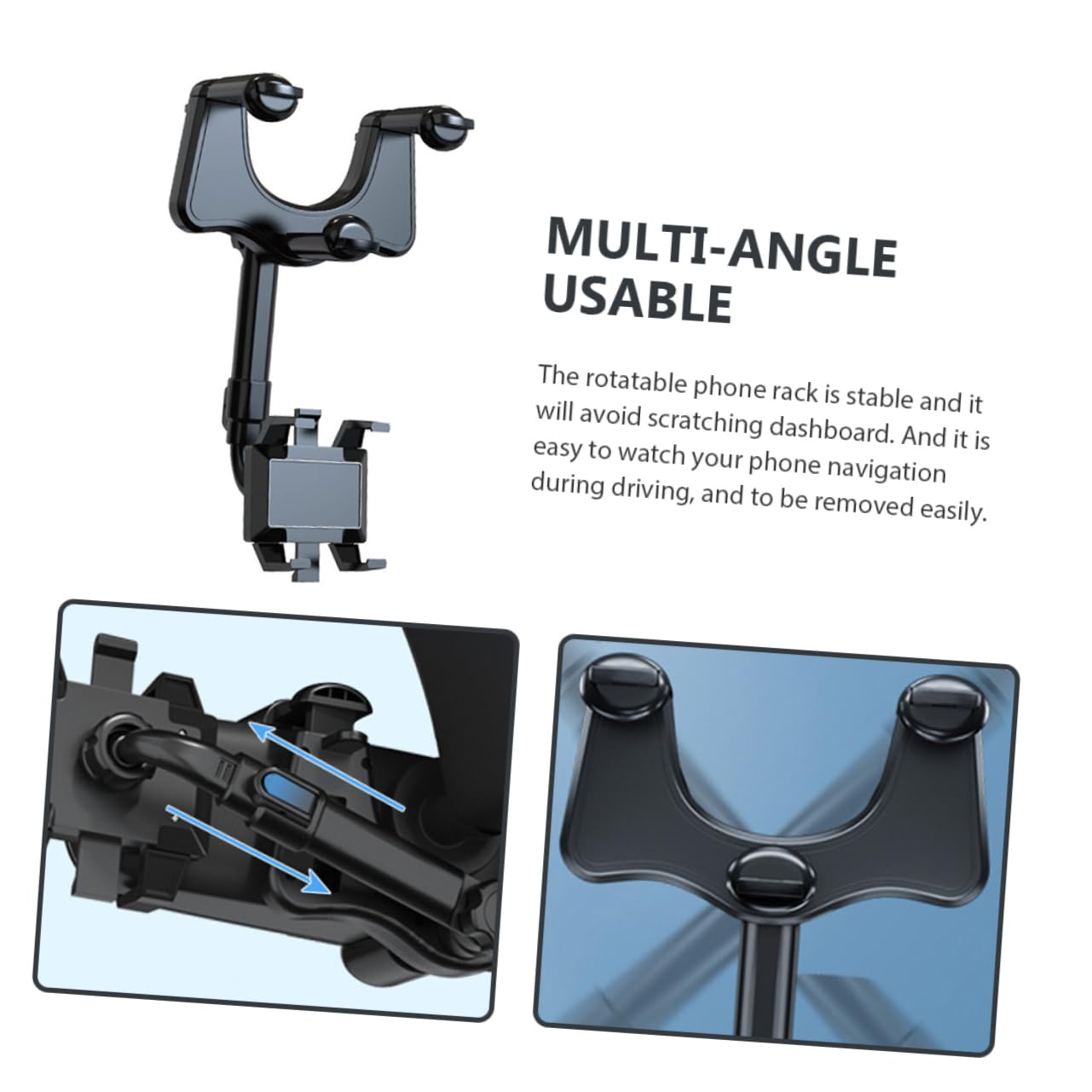 SHINEOFI Supporto per Telefono Auto Clip Rotante in Abs e Colla Pu, Porta Cellulare per Cruscotto, per Veicolo e Guida Sicura