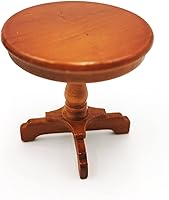 Vista 1 de Accesorios de decoración de casa de muñecas, muebles de casa de muñecas 1:12, mesa auxiliar redonda de madera en miniatura