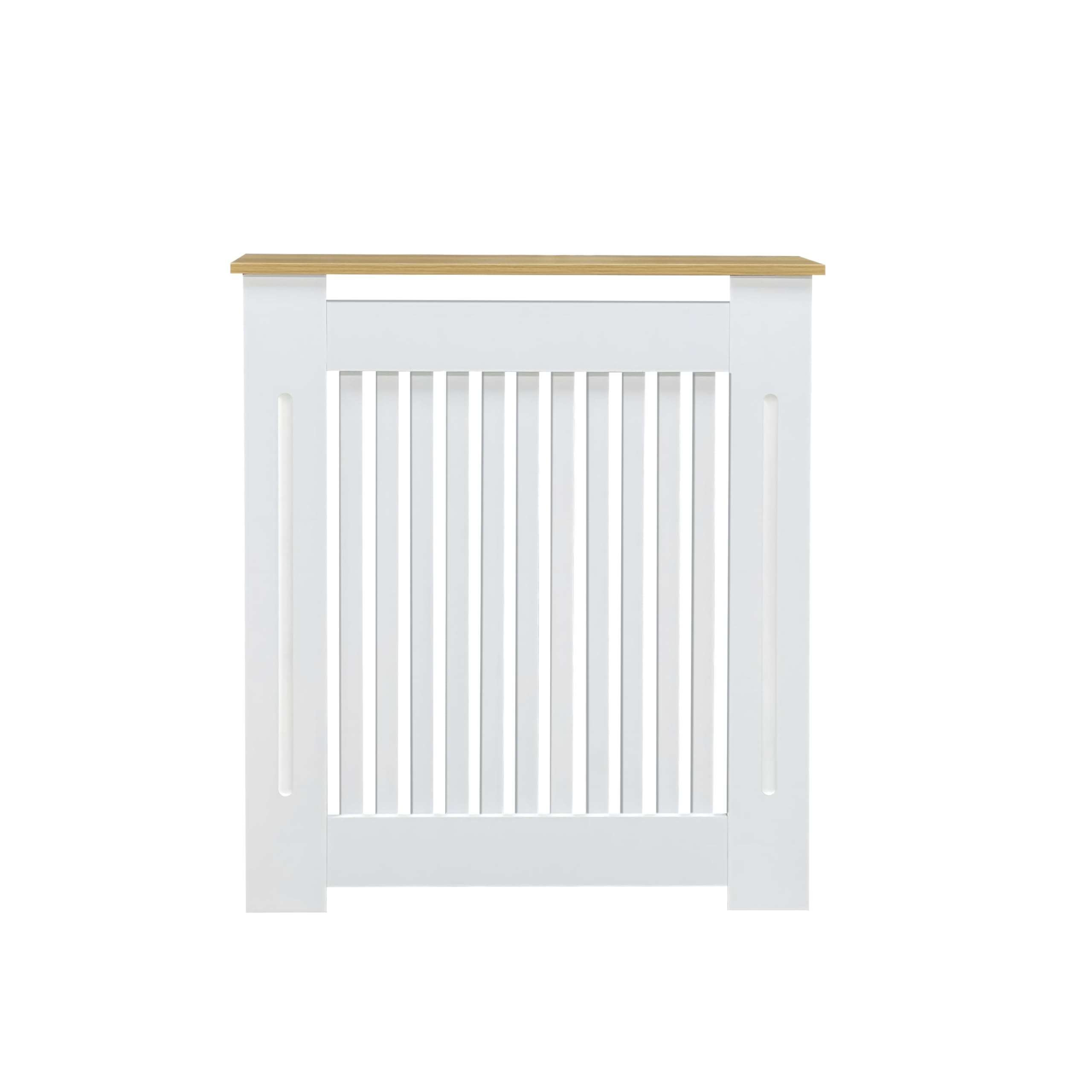 FATIVO Tall Radiator Cover 90cm high, External 92cm Height Small Heater Covers with Wood Texture Nature Top, Inner Height 90cm Horizontal Slats Painted Radiator Covers Shelf MDF Thickness for Bedroom
