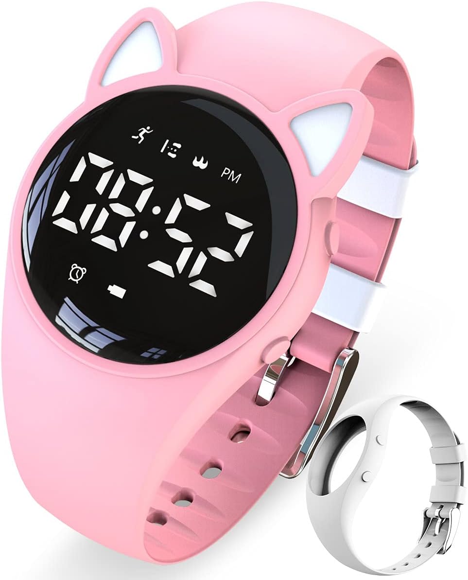 FocwonyLed Digital Pedometer Watch, Digital Steps Tracker, Non-Bluetooth, Vibrating Alarm Clock, Stopwatch, Great Gift for kids Children Teens Girls Boys Women