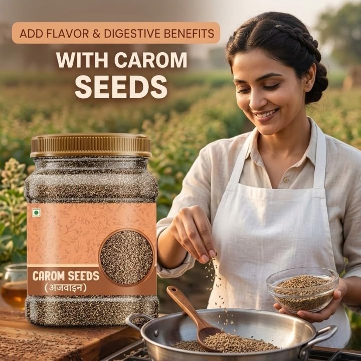 Premium Fresh Whole Ajwain Seeds 100gm | Carom Seeds | Ajamo | Aromatic Spice for Tadka, Paratha & Indian Recipes