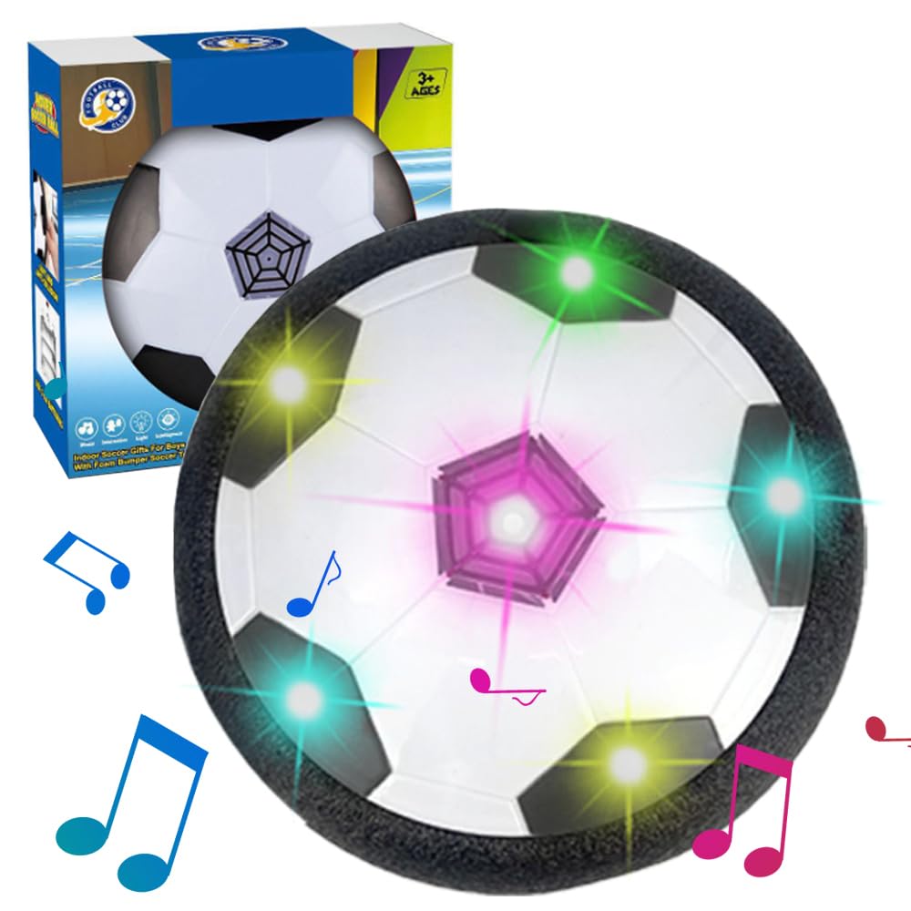 Hover Soccer Ball Toys for 3-12 Year Old Boys Girls, Light Up LED Soccer Ball Toys Air Floating Soccer Toy with LED Lights, Birthday Gifts for 3 4 5 6 7 8+ Year Old Children's (Light+Music, 7 Inches)