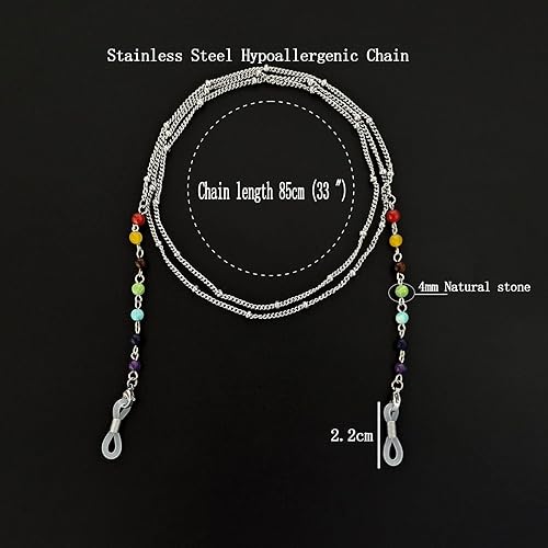 Miniatura 2 de 7 Chakra Eyeglass Chains for Women Glasses Chain Gemstone Jeweled Eyeglass Chains - Glasses Strap for Women (7 Chakra)