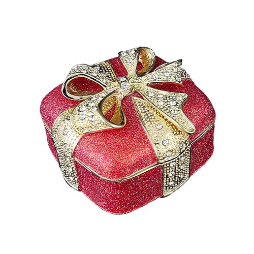 GPDNBIEU Jewellery boxes, Bow Diamond Encrusted Metal Enamel Jewelry Box Storage Flip Cover Dust Proof(Style1)