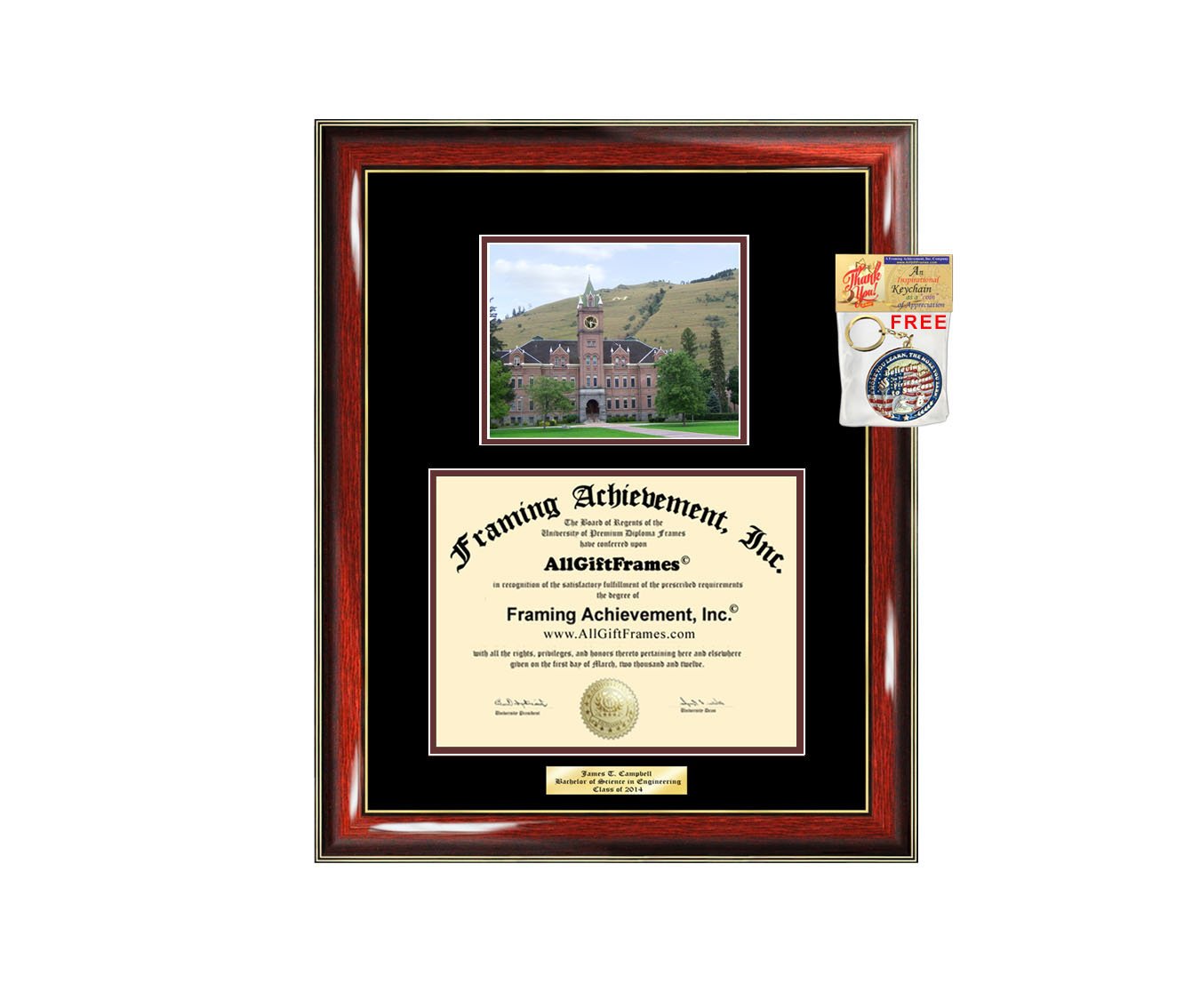 Diploma Frame University of Montana Graduation Gift Idea Engraved Picture Frames Engraving Degree Cheap Graduate Bachelor Masters MBA PHD Doctorate School