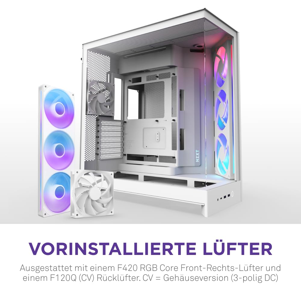 Nzxt H9 Flow RGB - Dual-Kammer ATX PC-Gehäuse - Weiß – Bild 3
