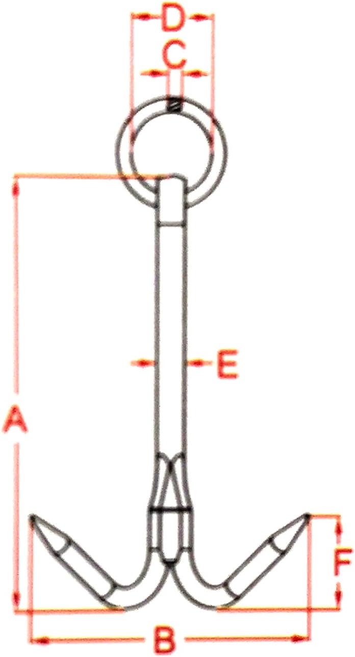 US Stainless Stainless Steel 316 Hook Anchor 9.5" (240mm) Marine Grade Grapple Grappling Hook