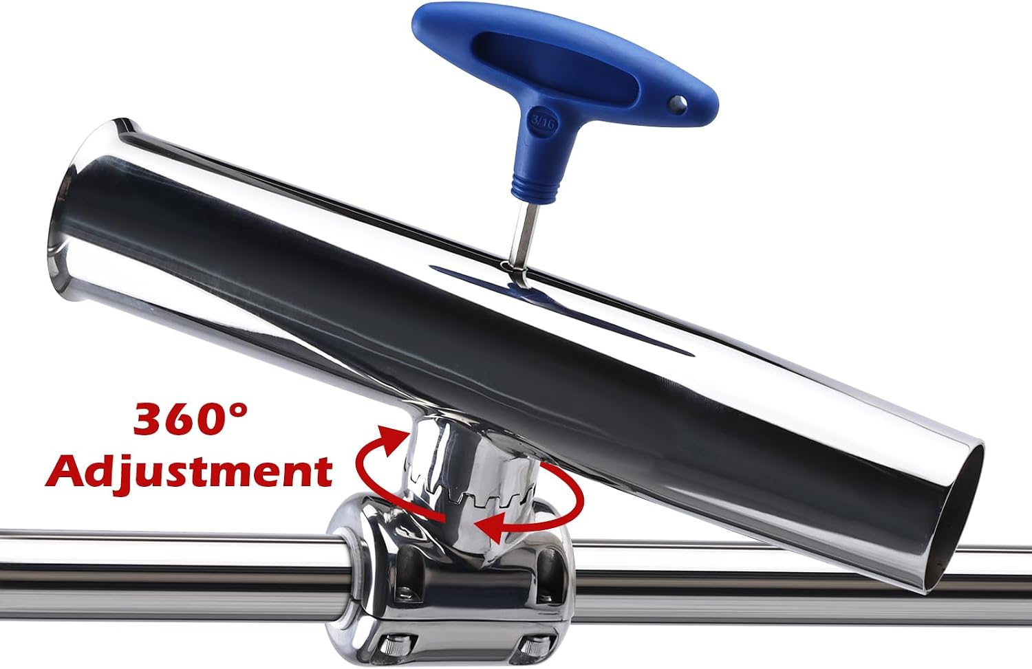 NovelBee 2pcs Fishing Rod Holders,Clamp on Stainless Steel Rod Holder for Boat Marine