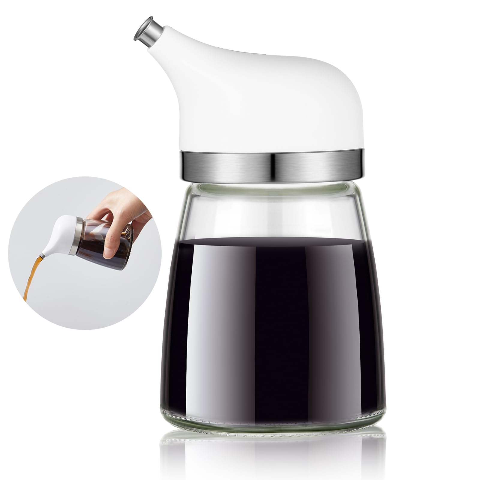Botella dispensadora de salsa de soja de vidrio de 5 onzas, dispensador de aceite de oliva, dispensador de vinagre, boquilla antigoteo, contenedor de salsa de soja, botellas de vinagre para