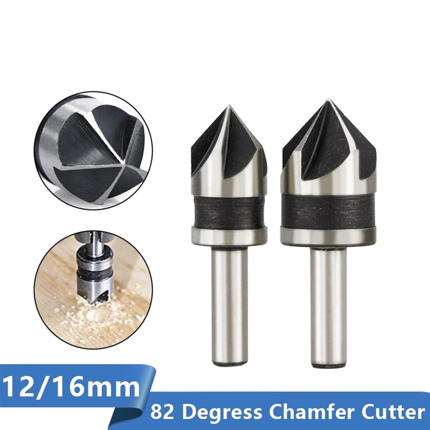 Chamfering Drill 10/13mm 7 Flute Countersink Drill Bit Hex Shank Carbon Steel Wood Metal Hole Drill 2Pcs