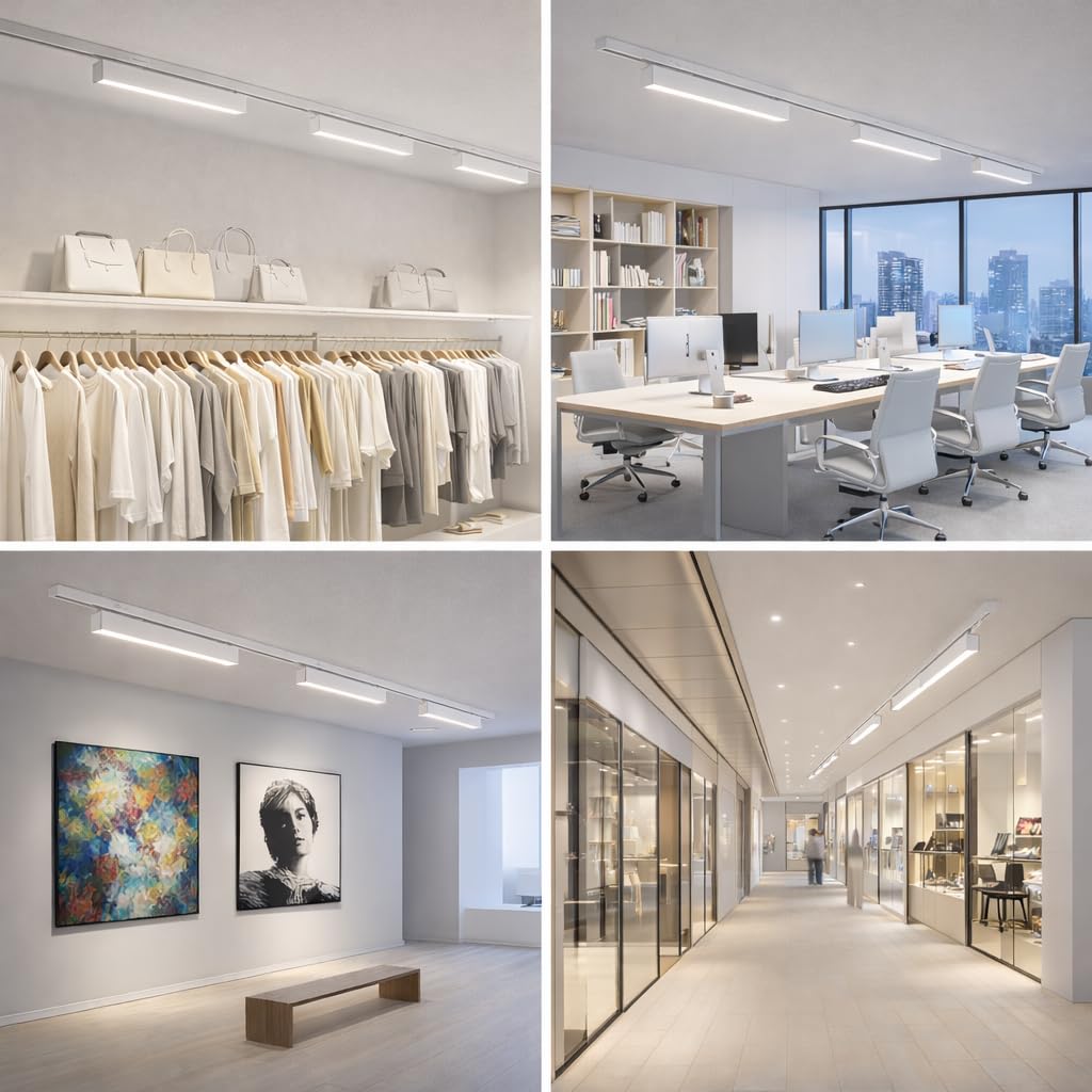 Barra LED Lineare per Binario Monofase 36W CCT Switch e Dimmer Integrato 4680 Lumen Fascio 110° Alluminio Bianco IP20 220V (Bianco)