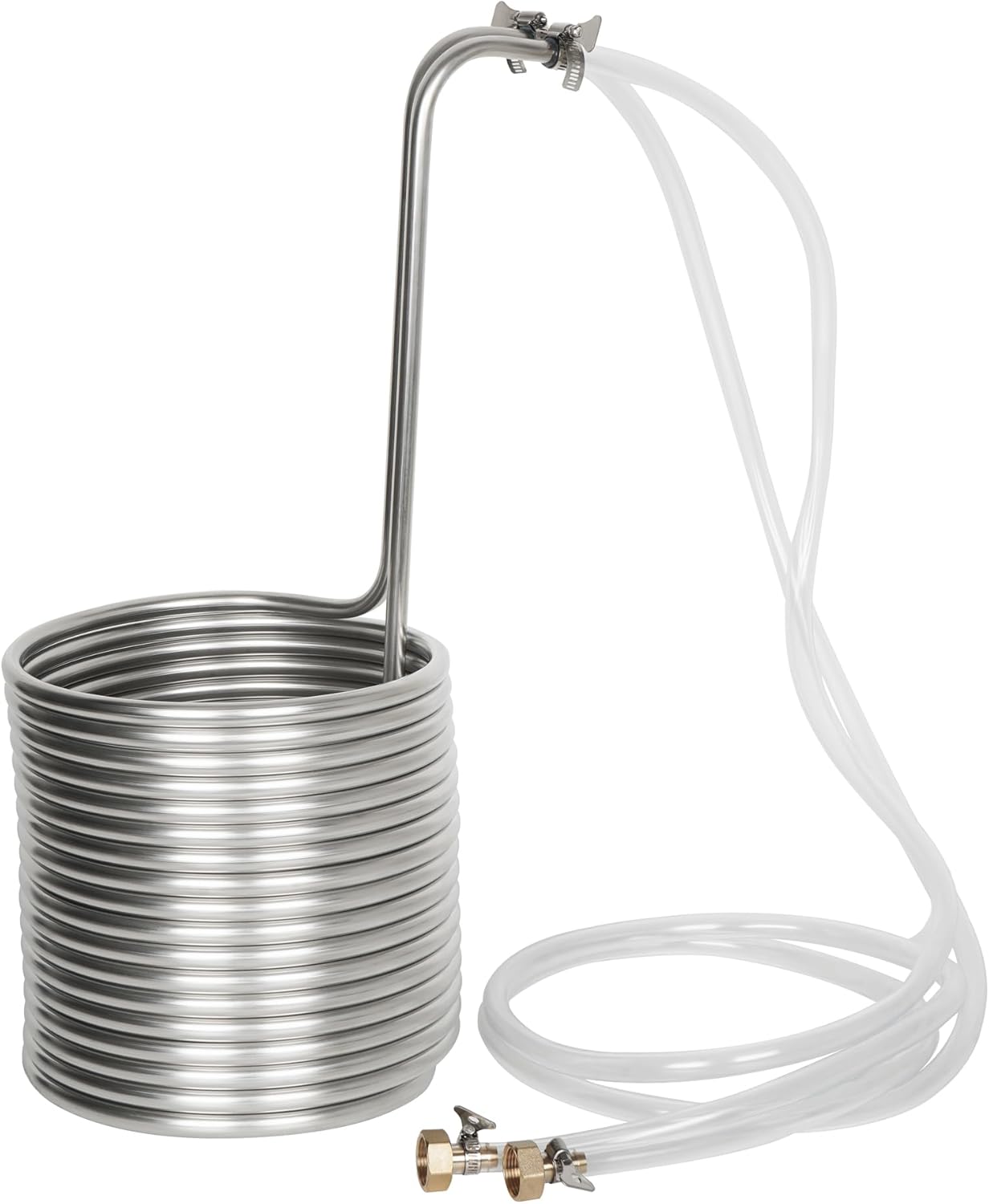 1/2" X 50Ft 304 Wort Chiller, Food Grade Stainless Steel Immersion Chiller Coil With 2X 6.5Ft Transparent Pipes, Home Water Chiller For Ice Bath Beer Brewing Water Cooler Equipment