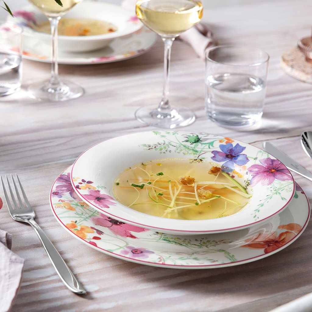 Villeroy & Boch - Mariefleur Basic Speiseteller, 6 Stück, 27 cm, Premium Porzellan Weiß/Bunt