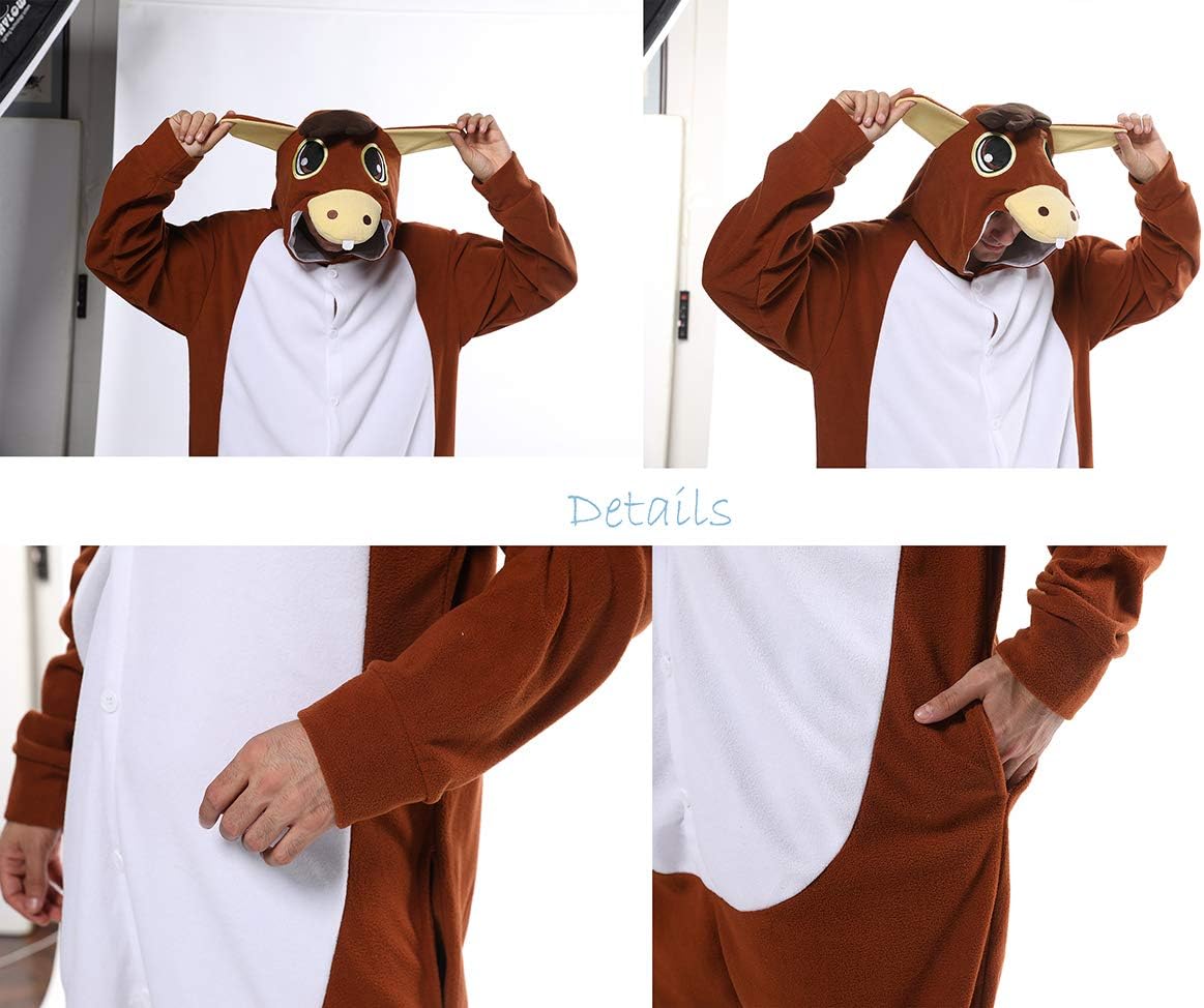 Markest Unisex Onesie for Adult and Teenagers Animal Brown Donkey Cosplay Costumes One Piece Pajama - Image 7