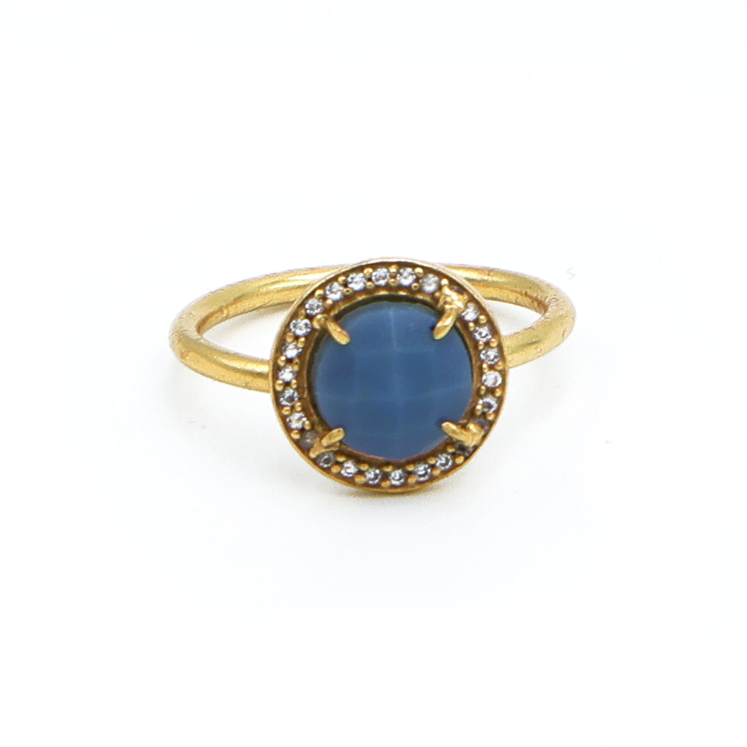 Blue Opal Gold-Plated Adjustable Round Ring – Blue Gemstone Party & Engagement Jewelry-image-33