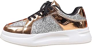 Glitzer Sneaker Herren Damen Elegant Pailletten Rhinestone Plateau Schuhe Atmungsaktiv Laufschuhe Metallic Hippie Sneakers Festliche Retro Paillettenschuhe Leichte Turnschuhe Paar Rosenmontag Karneval