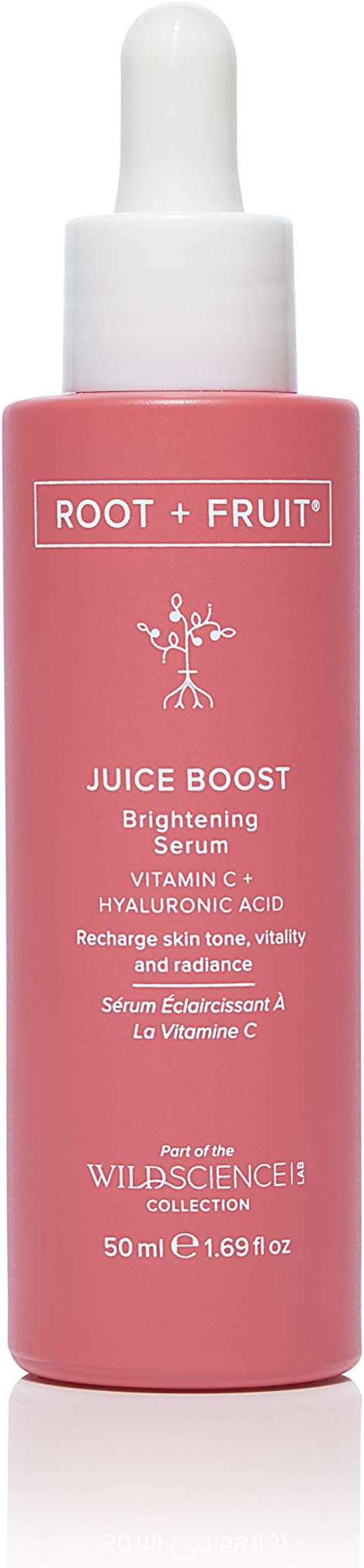 Wild Science Lab ROOT + FRUIT Juice Boost Brightening Natural Vitamin C Serum high performance, stabilised Vitamin C and Hyaluronic Acid, Vegan and Cruelty free, British made 50ml