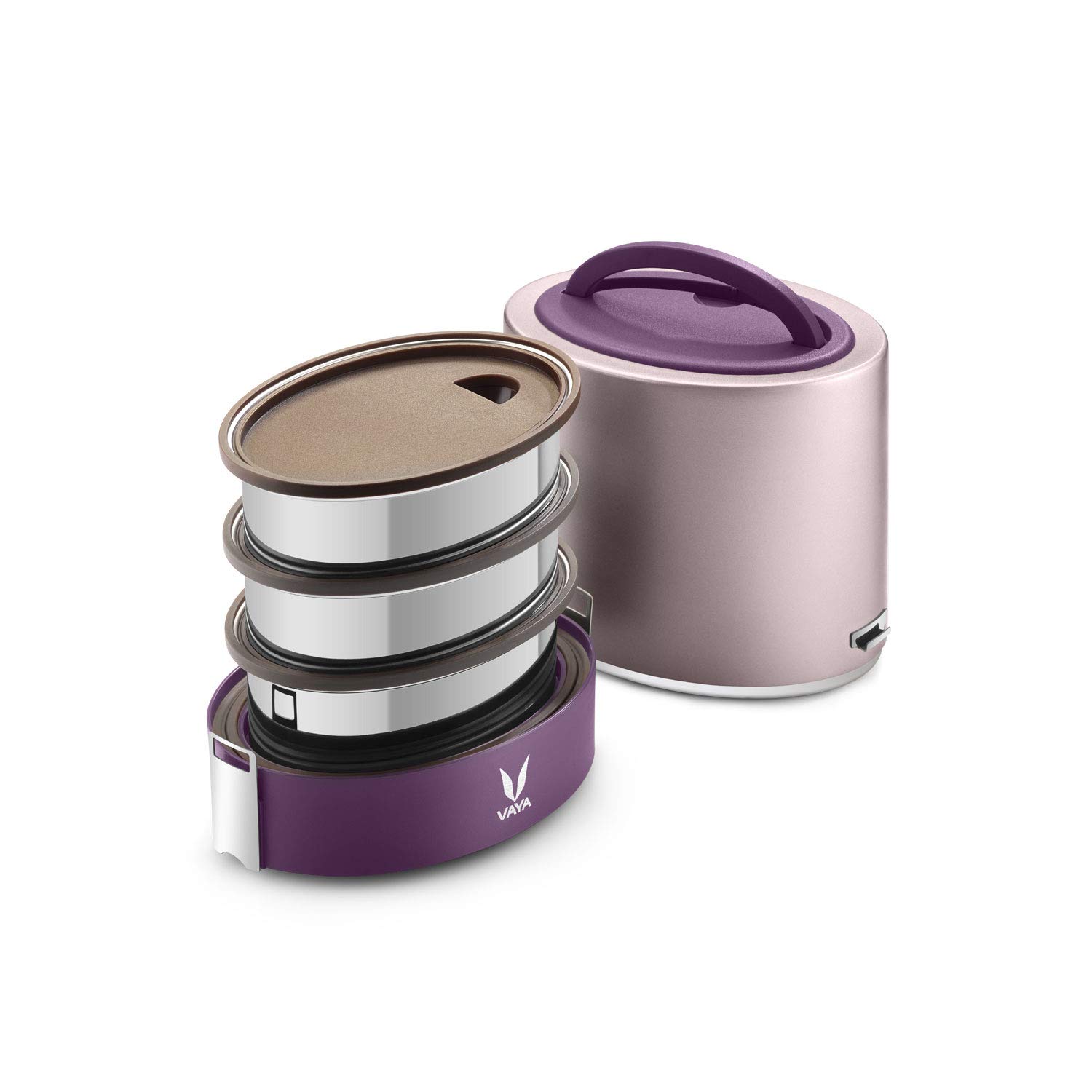 VAYA TYFFYN Purple Lunch Box - Stainless Steel -1 VAYA TYFFYN Purple Lunch Box - Stainless Steel -1