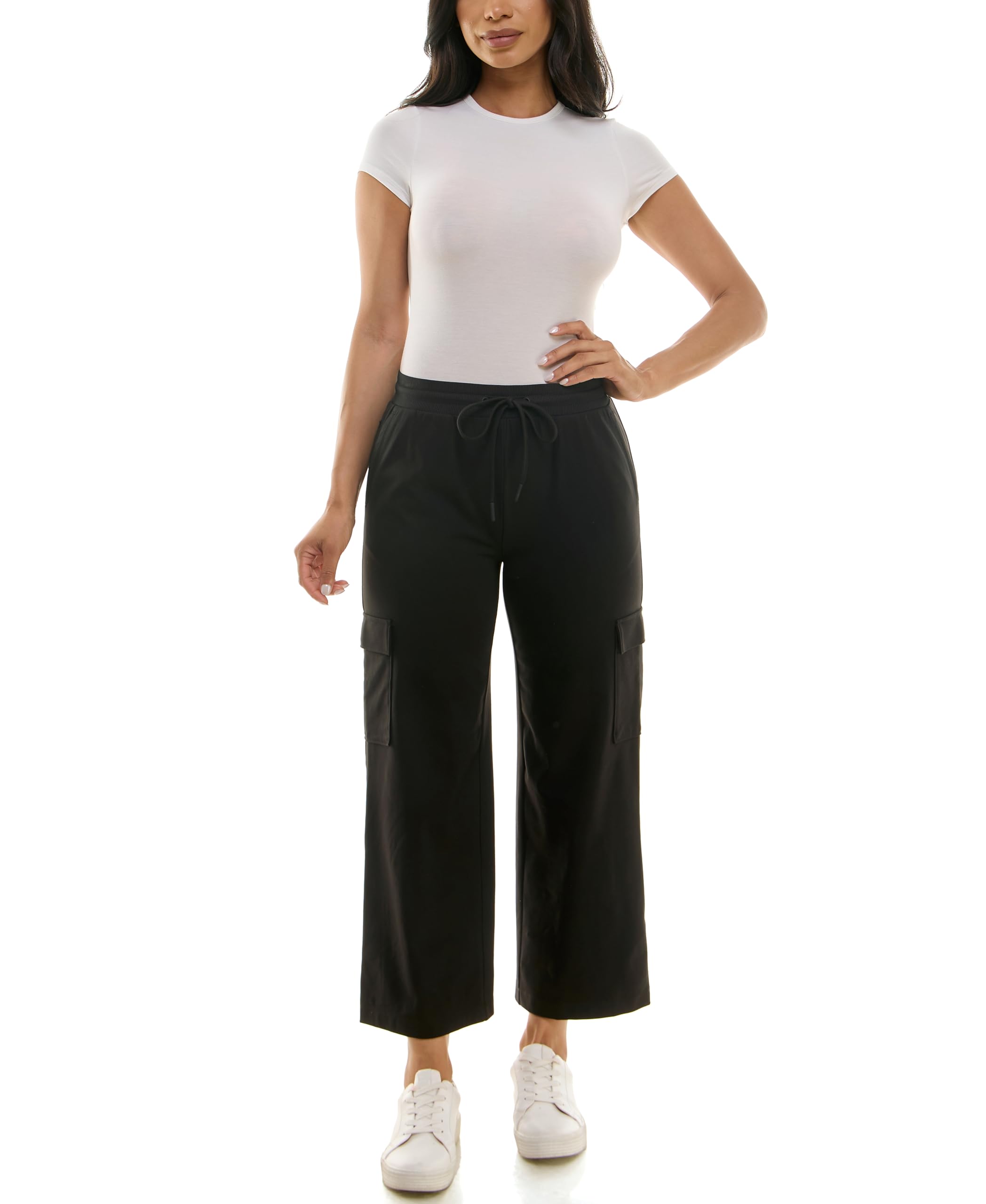 Zac Rachel Womens Pull on Wide Leg Compression Ponte Pant with Pockets and Belt Loops