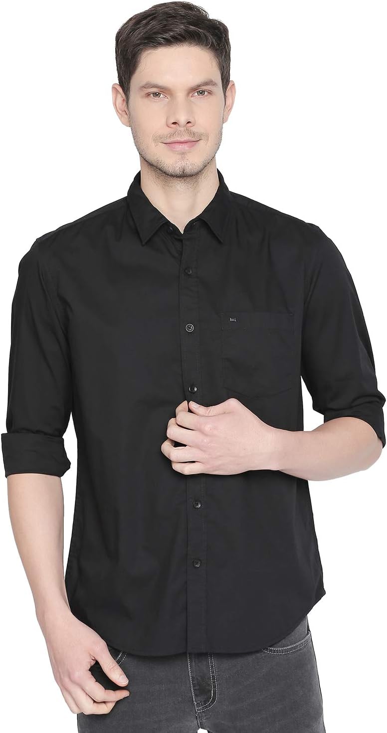 Slim Fit Jet Black Stretch Shirt