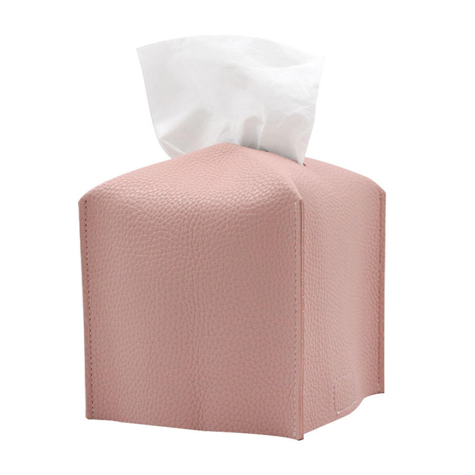Leather Tissue Box Cover Tissue Box Cover Square Decorative PU Leather Holder Modern Case Facial Paper Organizer Dispenser For Bathroom Countertop(Pink A)