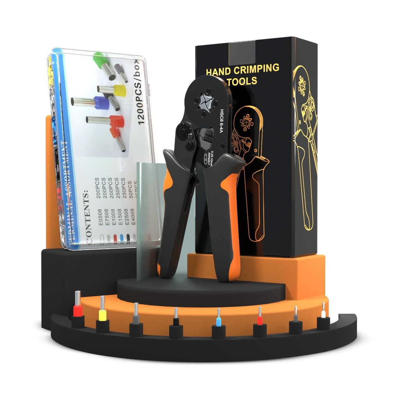 KARHEM Crimping Tool Kit, Self-adjustable Ratchet Wire Crimping Tool Kit,Crimper Plier Set with 1200pcs Red Copper Wire Ferrules Kit,Wire Terminals Crimping Connectors,Wire End Ferrules, (Black Head) (B0CLB2SNTZ) Amazon Price History, Amazon Price Tracker