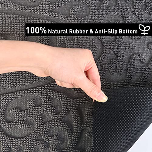 Oemats Welcome Front Door Mat,Extra Durable,Non-Slip Rubber Floor Mats, Waterproof, Easy Clean For Home Entrance, Garage, Patio,18X30,Grey #TOP3