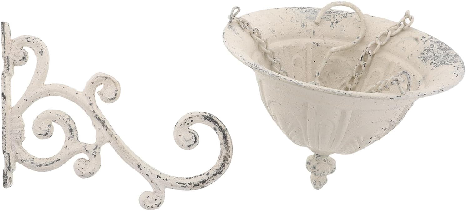 Milisten Vintage Rustic Metal Wall Planter with Hanger, 2pcs Iron Hanging Flower Pot Basket for Indoor Balcony Garden Decoration