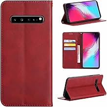 Galaxy S10 ケース 手帳型 SC-03L/SCV41 用のカバー 財布型 肌感レザー アクオス S10 用の 携帯ケース レザー 財布型 全面保護 耐衝撃 内蔵カード枚カード収納 スタンド機能 スマホケース 着脱しやすく PCduoduo (ダークレッド, Galaxy S10)