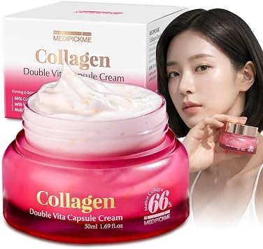 Collagen Double Vita-Capsule Cream, Daily Face Mist Moisturizer, Wrinkle Reducing, Moisturizing, Lifting, 1.6 oz, Shea Butter, Squalane and Vitamin Complex