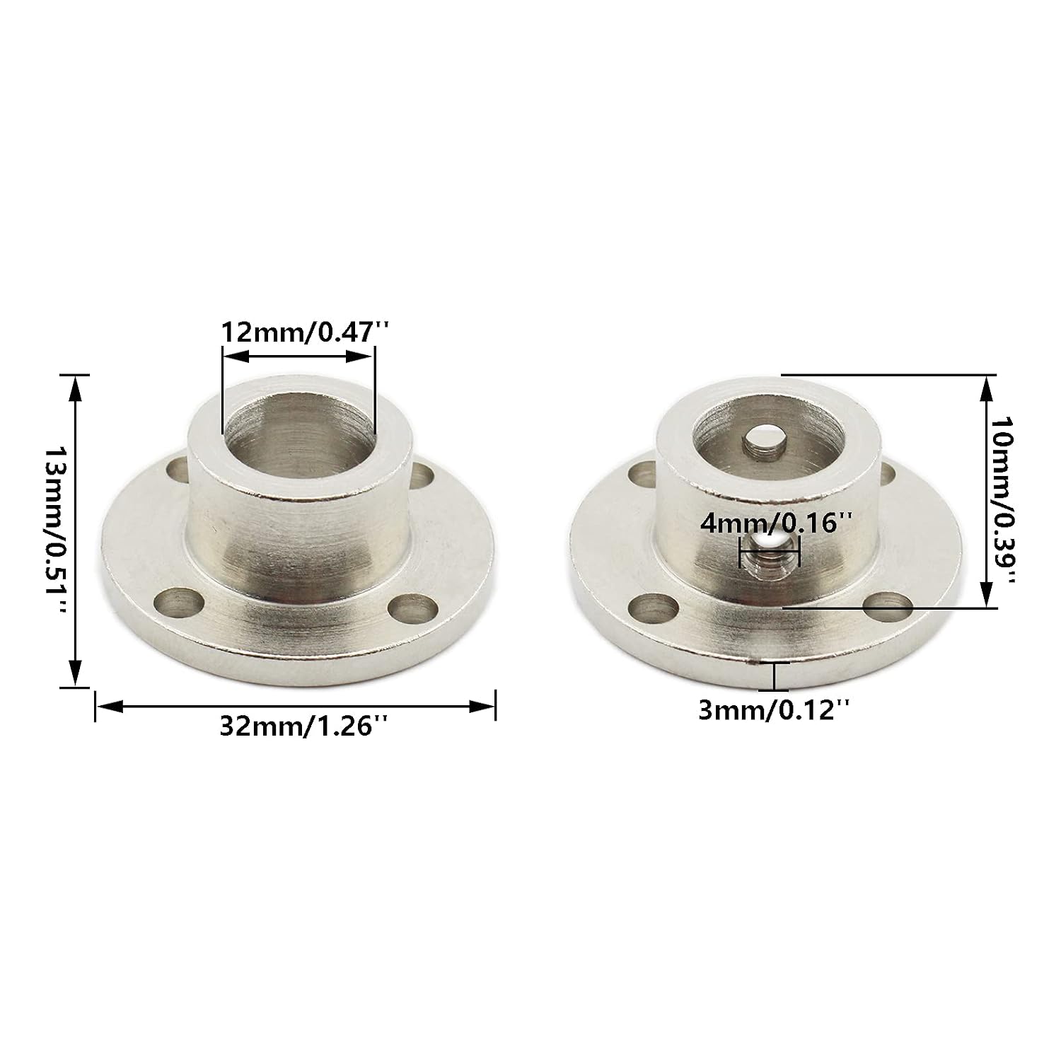 5 Pack Flange Coupling Connector, TTZEZE Rigid Guide Steel Model Coupler Accessory, Shaft Axis Fittings for DIY RC Model Motors,High Hardness Coupling Connector with Set Screws and Wrench (12mm(1/2"))