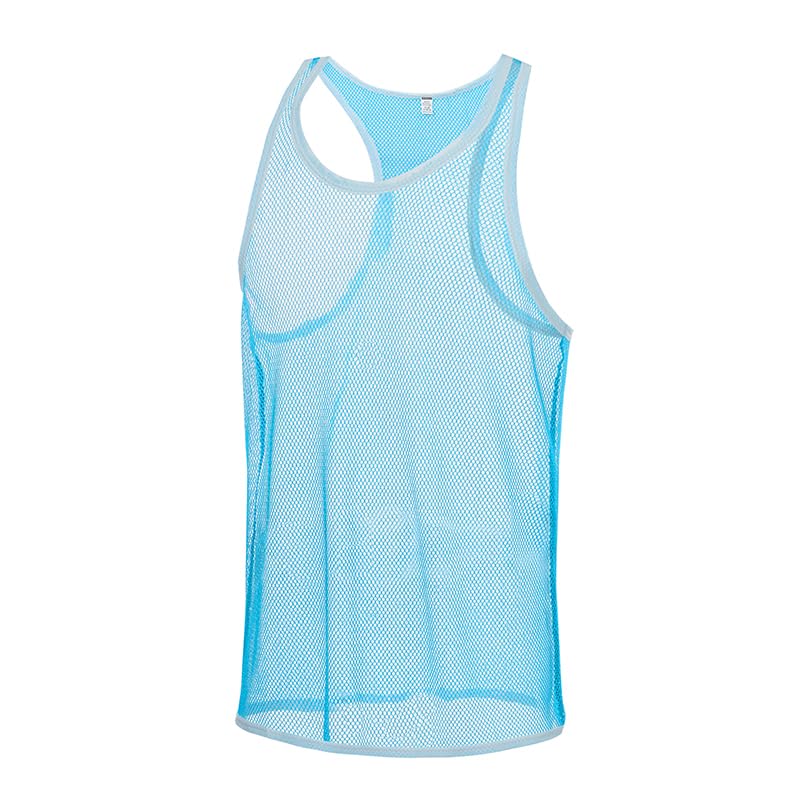 YAHWULAI Herren Sexy Tops Männliche Durchsichtige Tanktops ohne Ärmel aus Netzgewebe