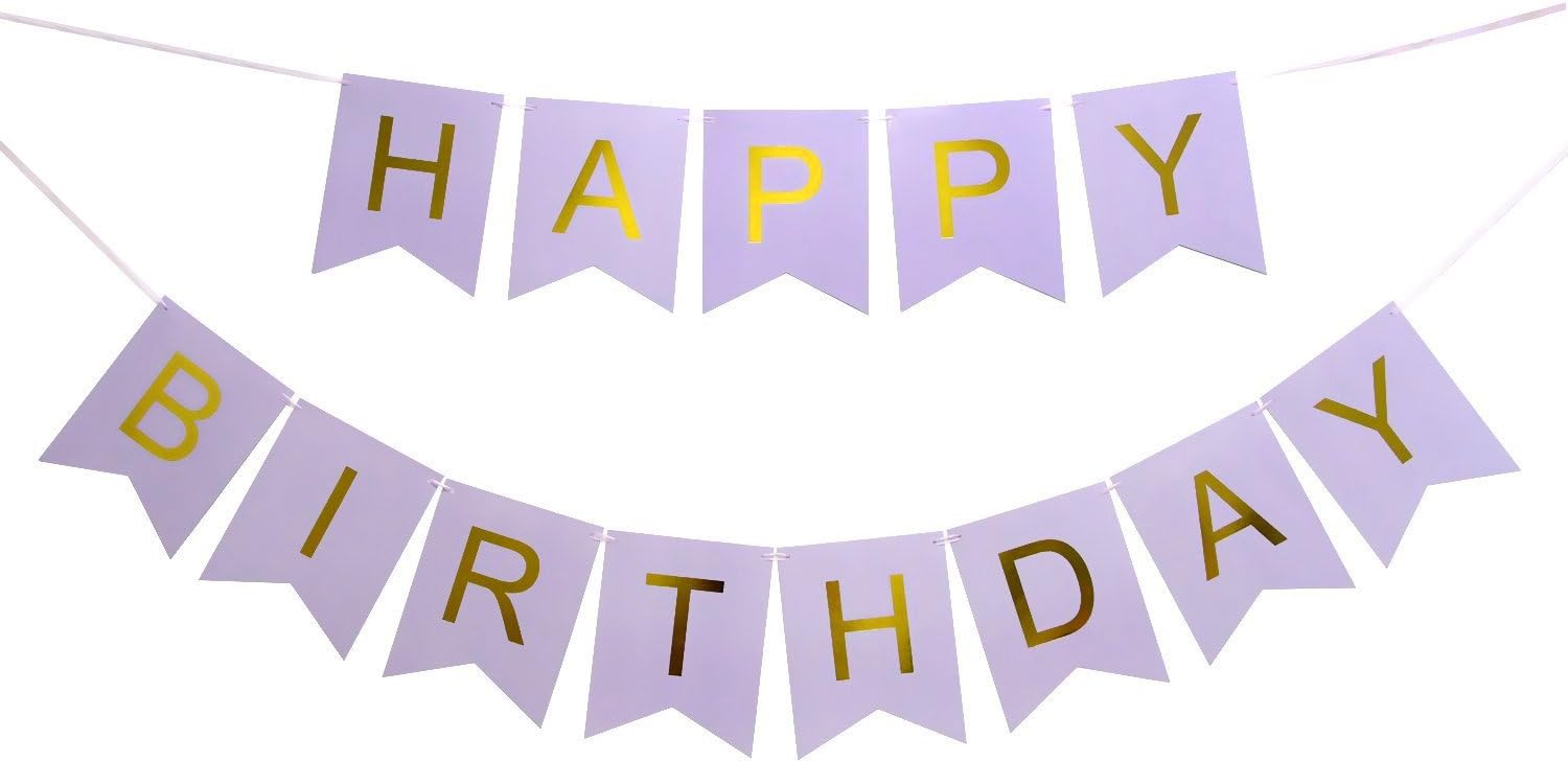 Happy Birthday Banner for Happy 1st 2nd 3rd 5th 10th 13th 16th 18th 21st 30th 40th 50th 60th 90th Birthday Banner,Birthday Party Decorations Supplies Swallowtail Bunting Flag Garland (Purple & Gold)