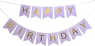 Happy Birthday Banner for Happy 1st 2nd 3rd 5th 10th 13th 16th 18th 21st 30th 40th 50th 60th 90th Birthday Banner,Birthday Party Decorations Supplies Swallowtail Bunting Flag Garland (Purple & Gold)