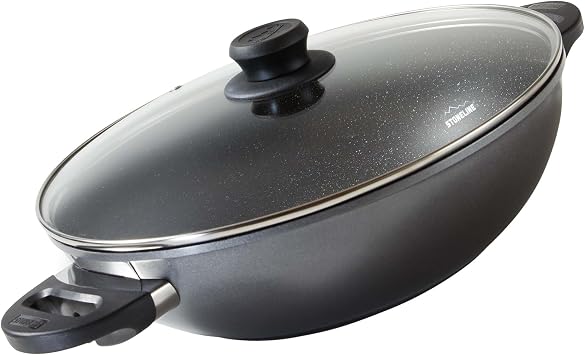 STONELINE Wok With Glass Lid, 32 cm, Anthracite