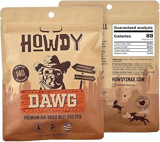 Howdy Dawg Beef Sticks for Dogs (2 Pack) – Raw, Cured, Air Dried Beef Stick Treats w/Apple Cider Vinegar, Salt & Coriander - Nutritious Grain Free Dog Treats - Dog Chew Sticks for Large & Small Dogs