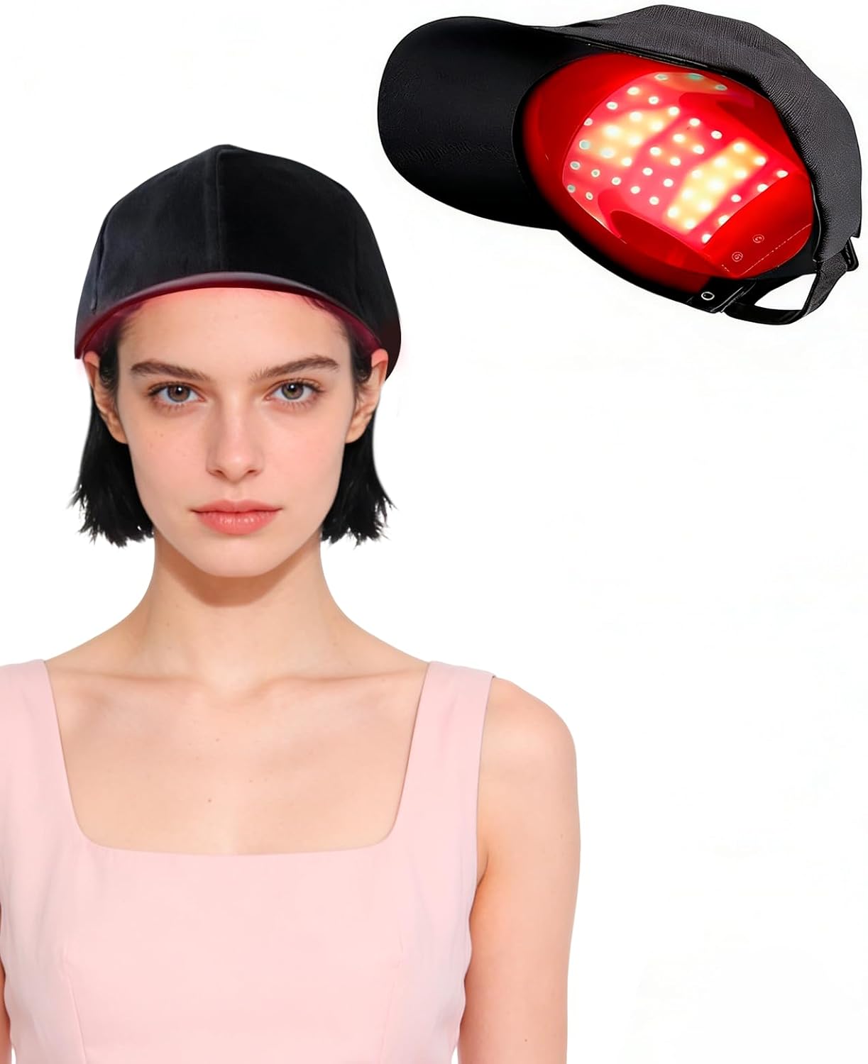 Cordless Red & Blue Light Scalp Care Cap, Wireless Heating Hat with Timer, Rechargeable Battery, Adjustable Fit and Portable Design for Home Travel Use