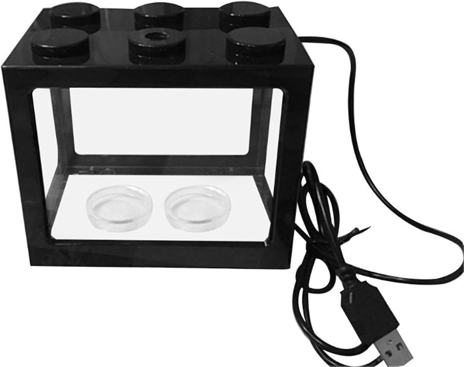 Fish Aquarium Tank Fish Tank Acrylic USB Mini Aquarium Tank Propagator Fish Tank with LED Light Home Office Desktop Decorative Tank Aquarium Tank(White)