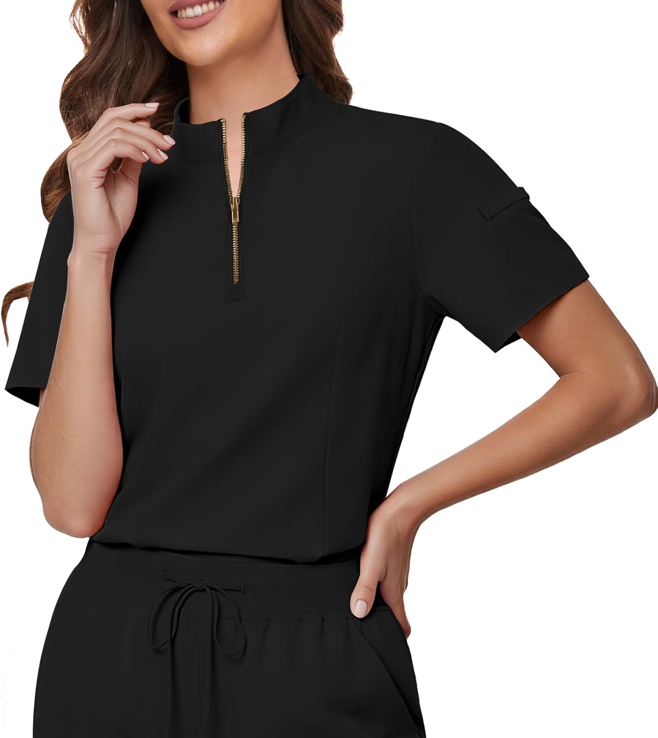 Scrubs for Women - Zip Front Top & Flare Pant Stretch Nursing Women’s Scrubs Set Medical Uniform