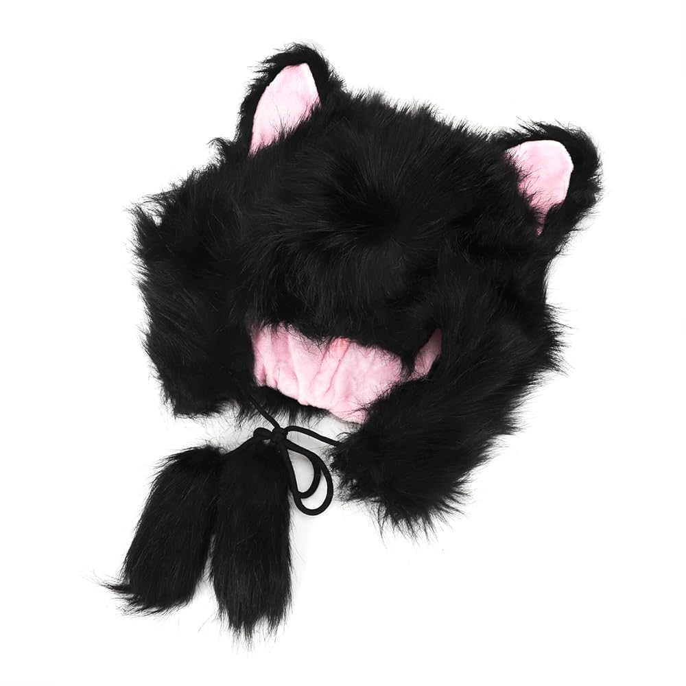 PAIDAXING Chapka Noir Homme Dames D'hiver En Peluche Faux Chapeau épais Protecteurs D'oreilles Chapeau En Peluche Chaud Cowboy Rose Plume