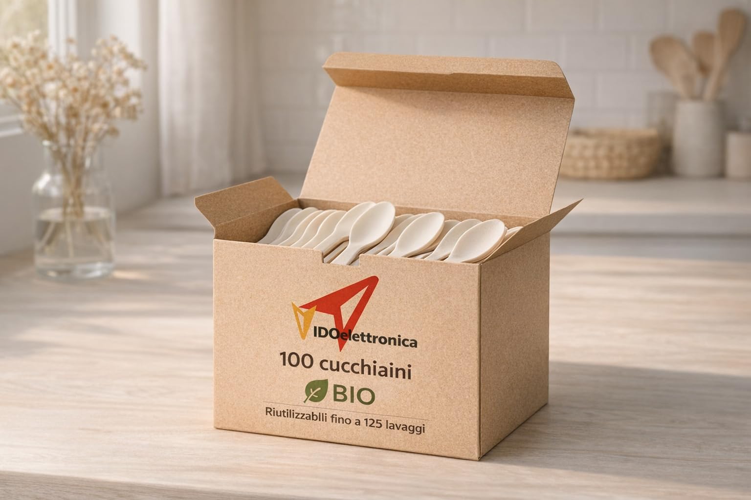 Cucchiaini Compostabili 100 Pezzi 11,5 cm Fibra di Canna da Zucchero Posate Bio Dessert Caffè