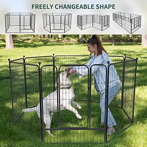 Puluomis Dog Pen Puppy Playpen Indoor, 8 Panels 100cm Height Heavy Duty Pet Pen for Cat Rabbit Duck Exercise Fence for Outdoor Garden RV Camping Yard