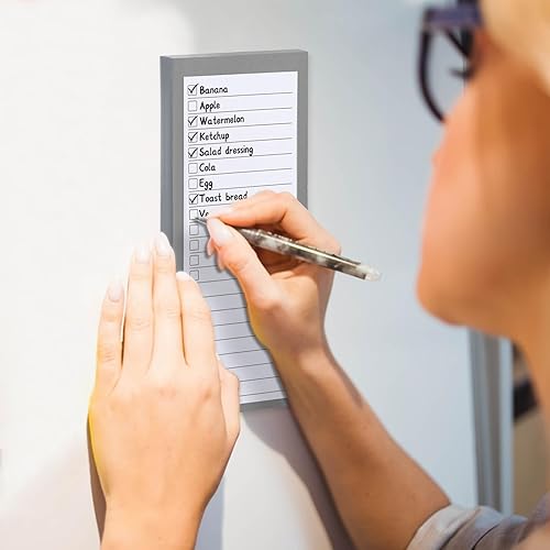 Miniatura 24 de Paquete de 4 blocs de notas magnéticos para refrigerador, lista de comestibles, almohadilla magnética grande para refrigerador, diseño trasero