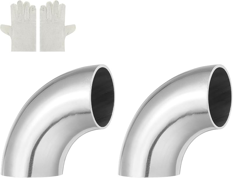 Curva de Escape 90° em Aço Inoxidável 304 MECCANIXITY 45 mm – Kit com 4 Unidades e Luvas