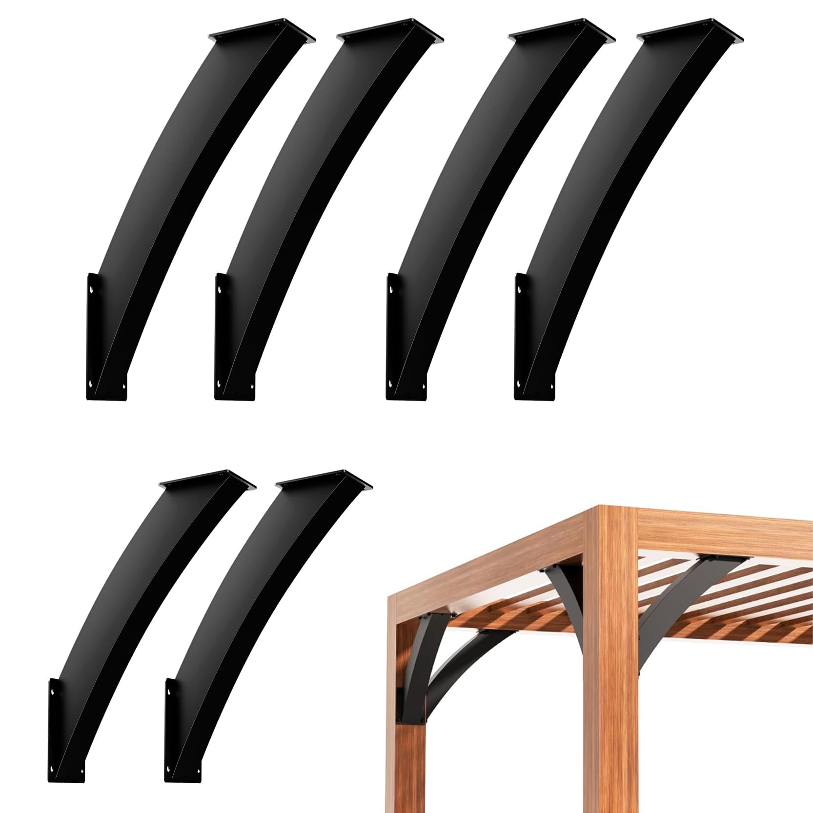LQSYBHD 6pcs 45° Degree Angle Support Brackets Pergola Bracket Kit for Pergola Deck Porch Log Cabin Angle Support Bracket Kit Heavy Duty Connector Brace Bracket Kit