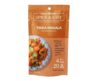 Savory Spice Tikka Masala Spice & Easy - Chicken Tikka Masala Seasoning Packet - Just Add Chicken, Yogurt & Half-and-Half - One-Pot Indian Dinner 2.9 oz