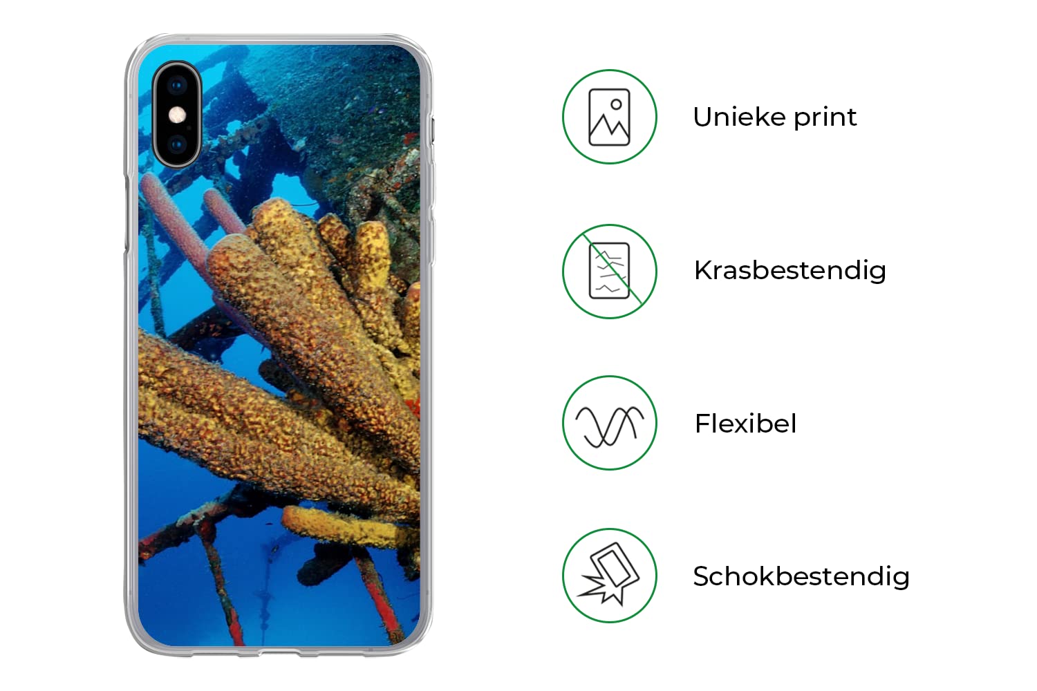 MuchoWow Funda para iPhone XS MAX - Esponja Amarilla bajo el Agua en Bonaire - Funda de Silicona/Funda Blanda para teléfono móvil